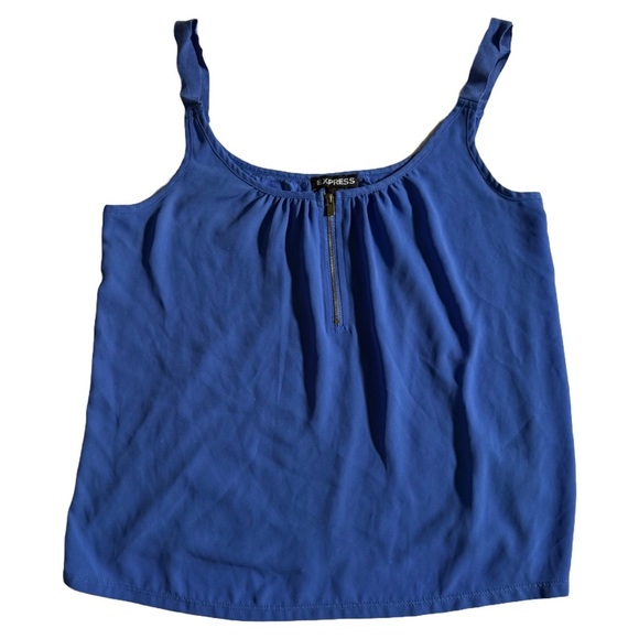 EXPRESS COBALT BLUE QUARTER ZIP LIGHTWEIGHT SLEEVELESS TANK TOP SIZE XS - Picture 1 of 5